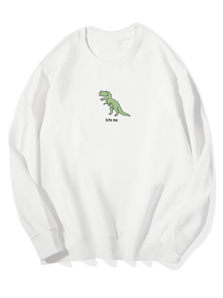 Cute Cartoon Dinosaur Print Cotton Sweatshirt