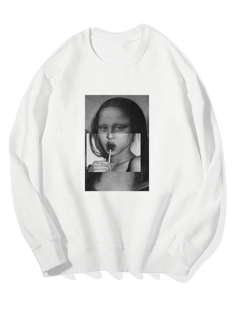 Portrait Print Cotton Sweatshirt