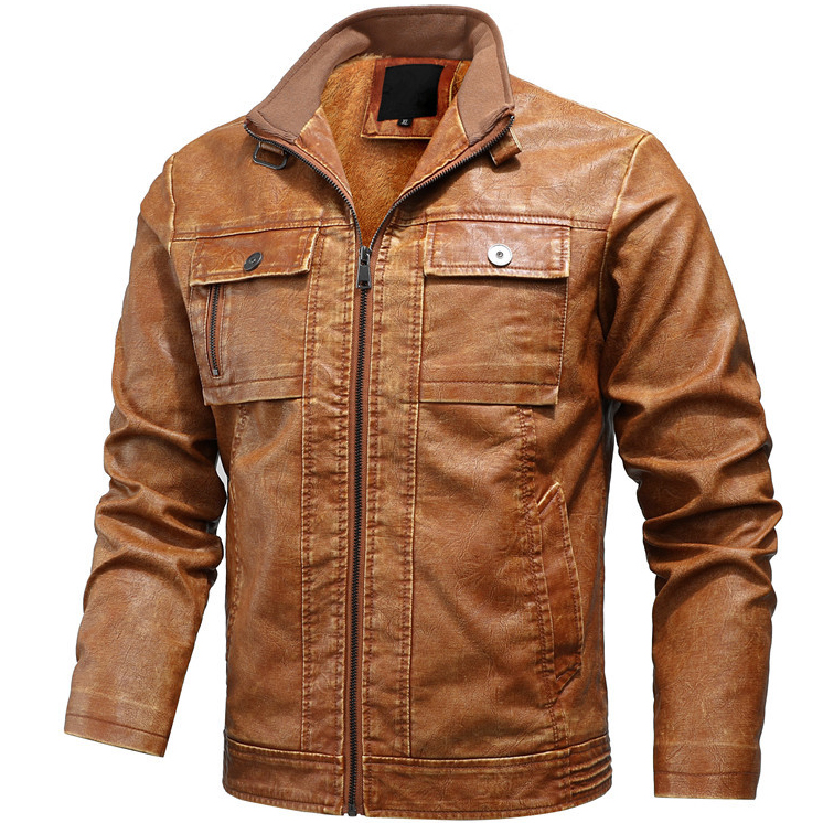 Men's Outdoor Fashion Windproof Warm Leather Jacket